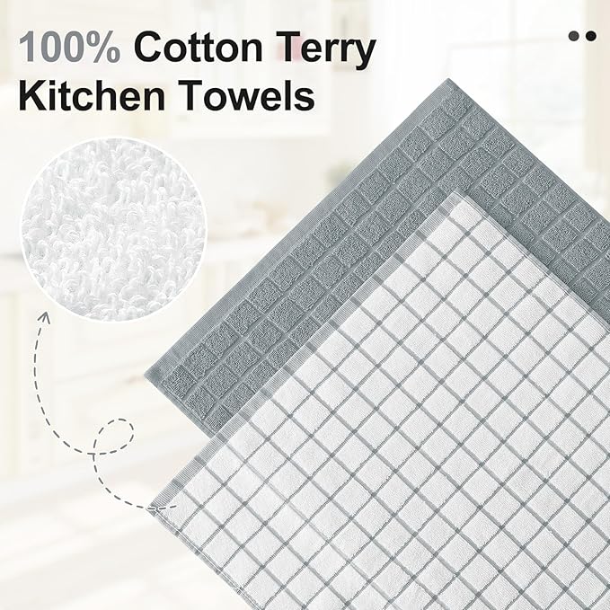 Homaxy Premium Cotton Kitchen Towels 16"x 28", Large Natural Ring Spun 390 GSM - Image 2