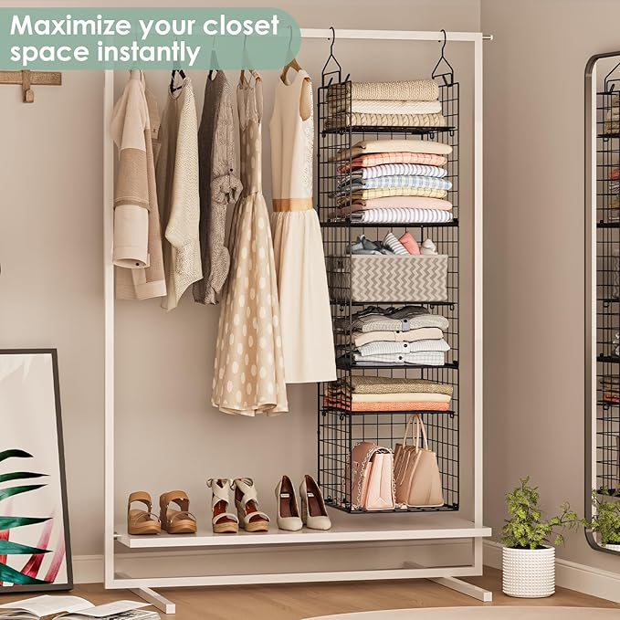 6-Tier Closet Hanging Organizer Shelves, Hanging Closet Organizer and Storage - Image 7