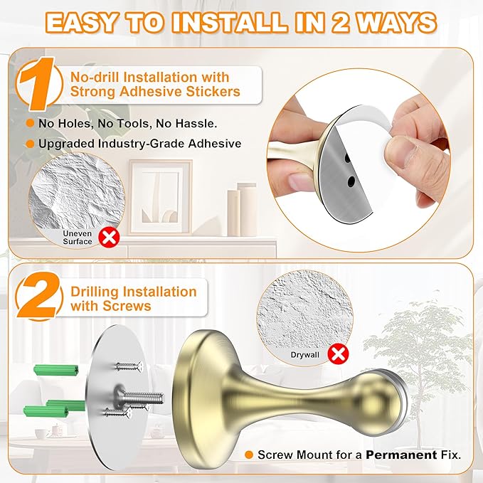 Crosize Magnetic Door Stoppers 2 Pack, Stainless Steel Door Stops - Image 4