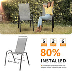 VINGLI Patio Chairs Set of 8 – Stackable Outdoor Dining Chairs with Comfortable Sling High Back Chairs and Armrests for Lawn, Poolside, Courtyard, Balcony, Garden, Silver Gray - Image 8