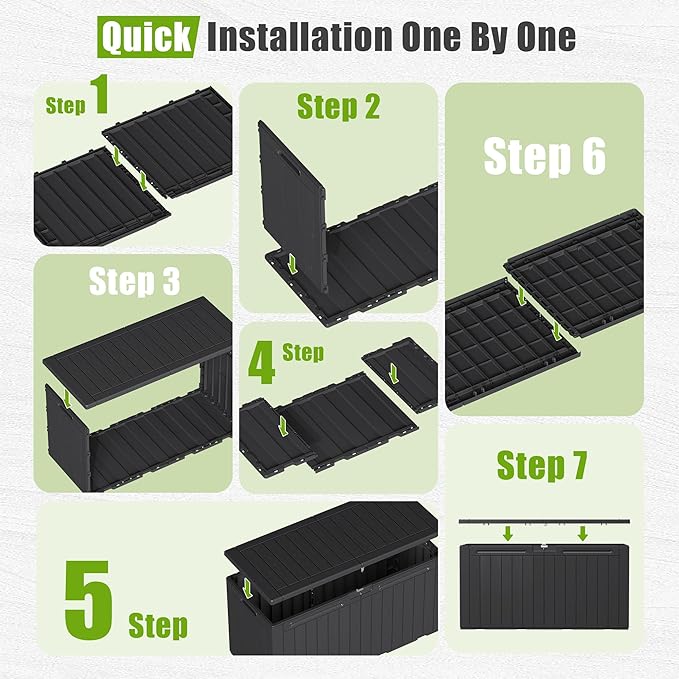 Flamaker Resin Deck Box 100 Gallon Large Lockable Outdoor Storage Box Waterproof for Patio Cushions, Tools, Pool Accessories (Black) - Image 3