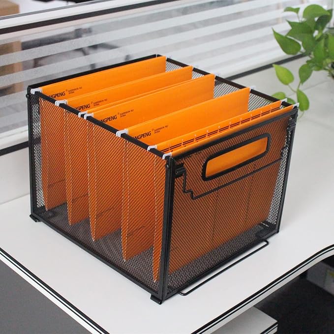 SETTFRFE Letter Size Metal Mesh Hanging File Folder Organizer Crate Basket - Image 8