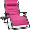 Best Choice Products Oversized Padded Zero Gravity Chair, Folding Outdoor Patio Recliner, XL Anti Gravity Lounger for Backyard w/Headrest, Cup Holder, Side Tray, Polyester Mesh - Hot Pink by BestChoiceProducts