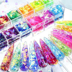 Vezocim Iridescent Glitter Nail Art Sequins, Holographic Transparent Irregular - Image 2