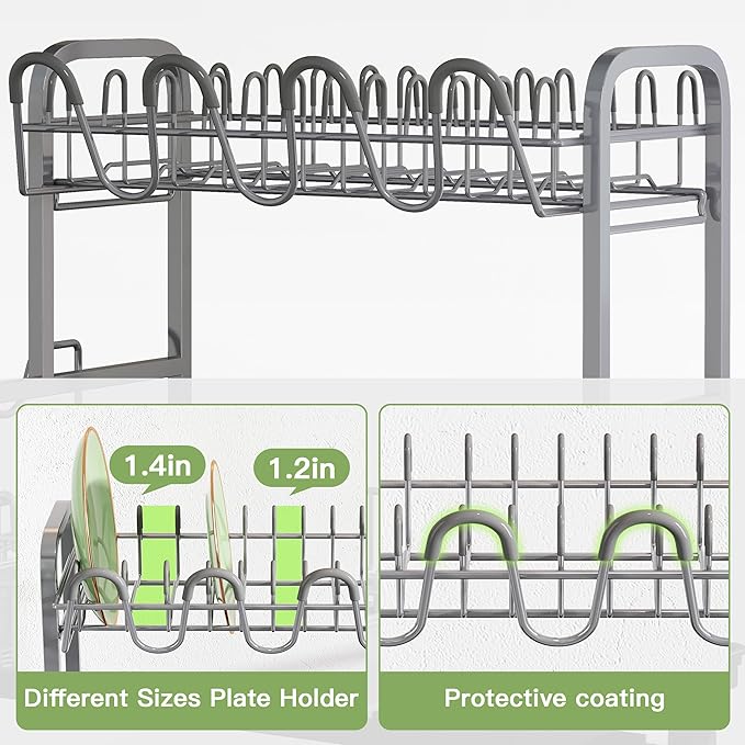2 Tier Stainless Steel Large Capacity Dish Drainers Drying Rack - Image 5