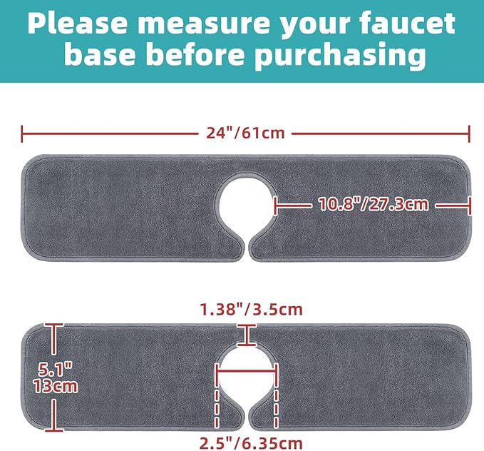 PoYang 4 Pack Faucet Mat for Kitchen Sink Splash Guard Long: Super Absorbent - Image 6