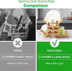 Bamboo Dish Drying Rack with Utensil Holder, Collapsible Wooden Dish Drainer - Image 3