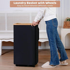 Laundry Basket with Wheels, 110L Black Clothes Hamper - Image 4