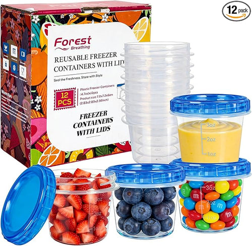 12 Pack 4oz Small Freezer Storage Containers by ForestBreathing