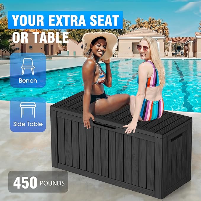 EasyUp 80 Gallon Resin Deck Box Storage Outdoor Waterproof Boxes Lockable UV Resistant Container for Patio Furniture Cushions Pool Supplies Garden Tool, Equipment Outside Storage Delivery, Black - Image 5