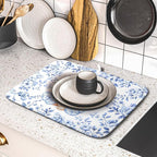 Vintage Microfiber Dish Drying Mat Blue Easter Floral Kitchen Drying Mats - Image 5