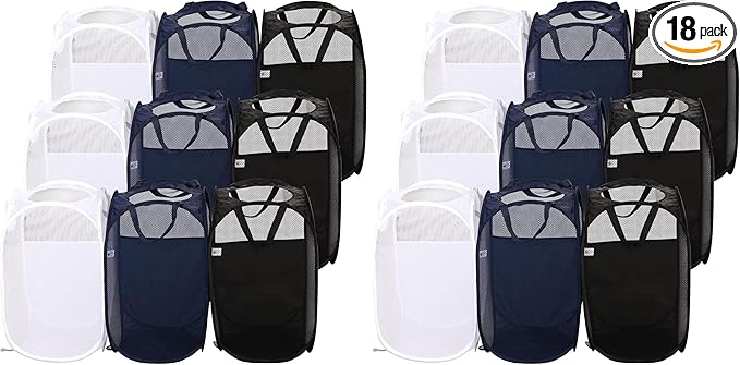 AQQA 9 Pcs Mesh Popup Laundry Hamper Set, Durable Handles, Sturdy Mesh by AQQA