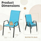 MAMIZO Patio Dining Chairs, Stackable All Weather Teslin Chair, Heavy Duty Outdoor Breathable Chairs Set, w/Armrests, Upgraded Chair FeetW/Strenthened Iron Spacers, 330 LBS (4, Turquoise Blue) - Image 2