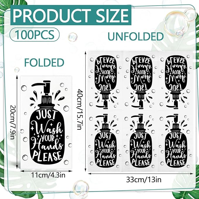 100PCS Disposable Hand Towels for Bathroom Paper Towels for Guests 3 Ply Just - Image 2