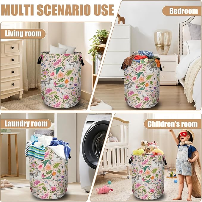 Bunny Rabbit Laundry Basket, Foldable Rabbit Flower Laundry Hamper Tote Bag - Image 7