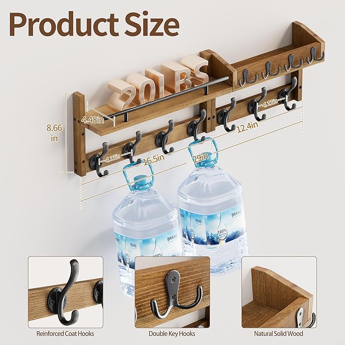 29 inch Coat Rack Wall Mount - Image 7