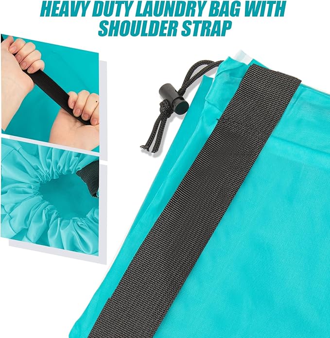 Heavy Duty Laundry Bag with Strap, 2 Pack Travel Laundry Bags - Image 2