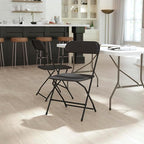 Flash Furniture Hercules Series Big & Tall Stackable Plastic Folding Chairs, Extra Wide Commercial Event Seats, Set of 4, Black - Image 2