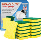 HOMERHYME Heavy Duty Sponges, 12 Pack Cellulose Scrub Sponge, Dual-Sided by HOMERHYME