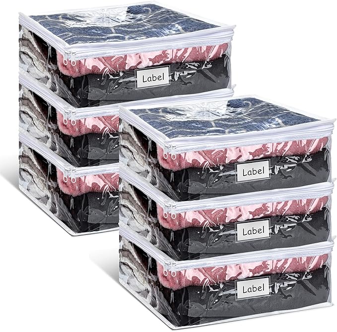 Hoolerry 6 Pieces Sweater Storage Bags Plastic Clear PVC Clothes Storage Bags by Hoolerry