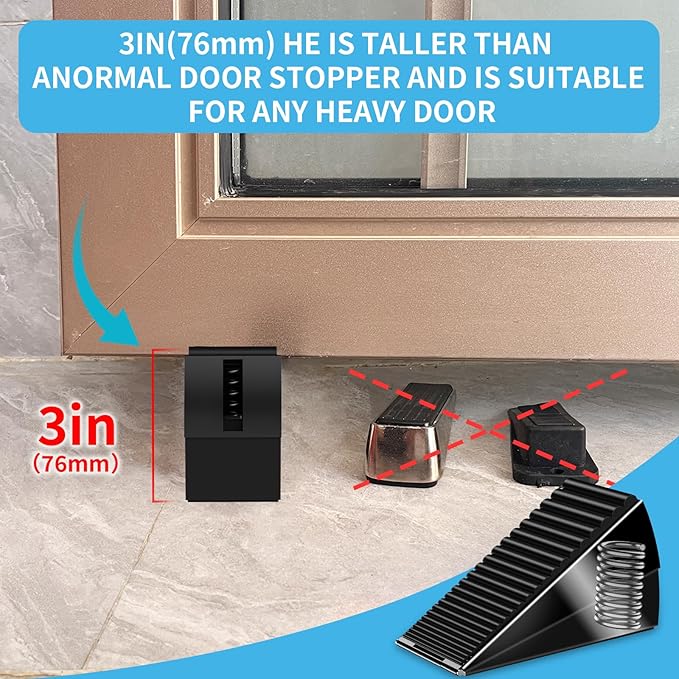 2Pc Strongest Door Stoppers for Bottom of Door- Spring Heavy Duty Door Stop - Image 5