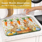 Giwawa Easter Bunny Dish Drying Mat Eggs Carrot Dishes Drainer Pad Absorbent - Image 7