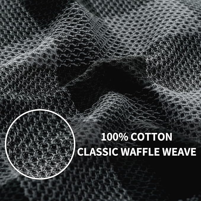 Homaxy 100% Cotton Waffle Weave Check Plaid Kitchen Towels, 20 x 28 Inches - Image 4
