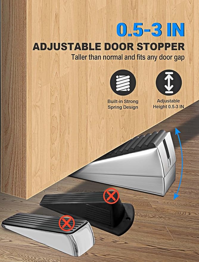 Upgrade 2-Pack Heavy Duty Door Stopper, 3 in Tall Spring Large Door Stops - Image 2