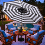 Blissun 9 ft Solar Umbrella 32 LED Lighted Patio Umbrella Table Market Umbrella with Tilt and Crank Outdoor Umbrella for Garden, Deck, Backyard, Pool and Beach (Black and White) - Image 7