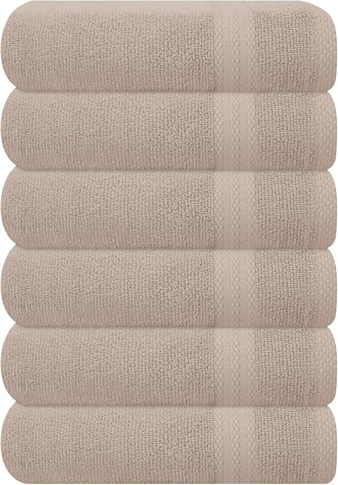 GLAMBURG Ultra Soft 6-Piece Hand Towel Set 16x28-100% Ringspun Cotton by GLAMBURG