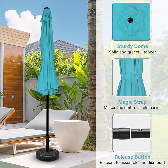Simple Deluxe 9' Patio Umbrella Outdoor Table Market Yard Umbrella with Push Button Tilt/Crank - Image 4