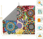 Boho Floral Dish Drying Mat for Kitchen Counter Washable Absorbent Reversible - Image 4