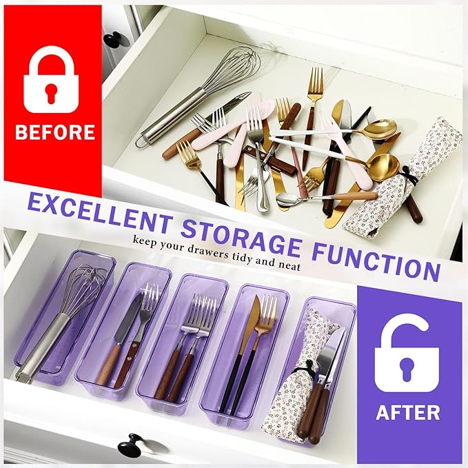 Maitys 12 Pcs Clear Drawer Organizer 9 x 3 x 2 Inches Plastic Rectangle Trays - Image 4