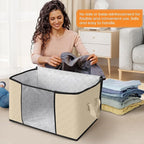 Fab totes 4 Pack Clothes Storage, Foldable Thick Fabric Blanket Storage Bags - Image 3