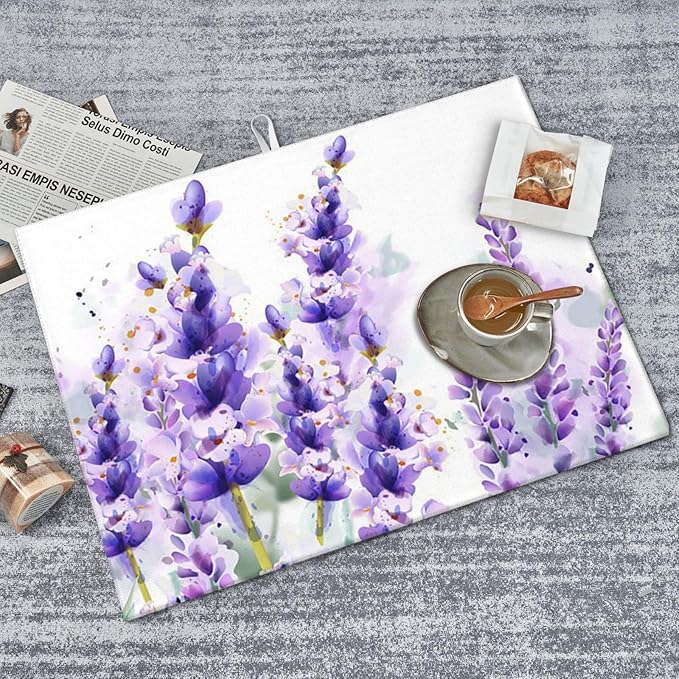 Absorbent Dish Drying Mat For Kitchen Counter, Lavender Microfiber Dish Drying - Image 8