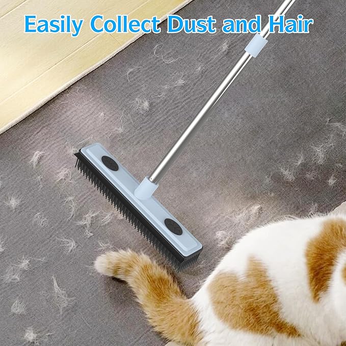 Rubber Broom Carpet Rake for Pet Hair Removal, Dog Hair Broom - Image 4