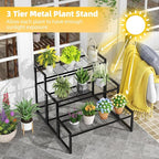 Simple Trending 3 Tier Metal Plant Stand Outdoor Indoor Waterproof, Stackable Heavy Duty Tall Plant Shelf Flower Pot Holder for Garden, Display Rack, Black - Image 2