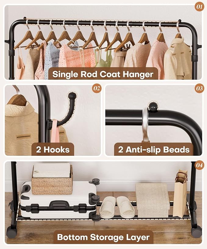Homde Heavy Duty Clothes Rack: 120lb Standing Garment Storage - Image 6
