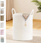 Tall Laundry Basket with Handles, 53L Portable Dirty Clothes Hamper, Boho by SunNewt