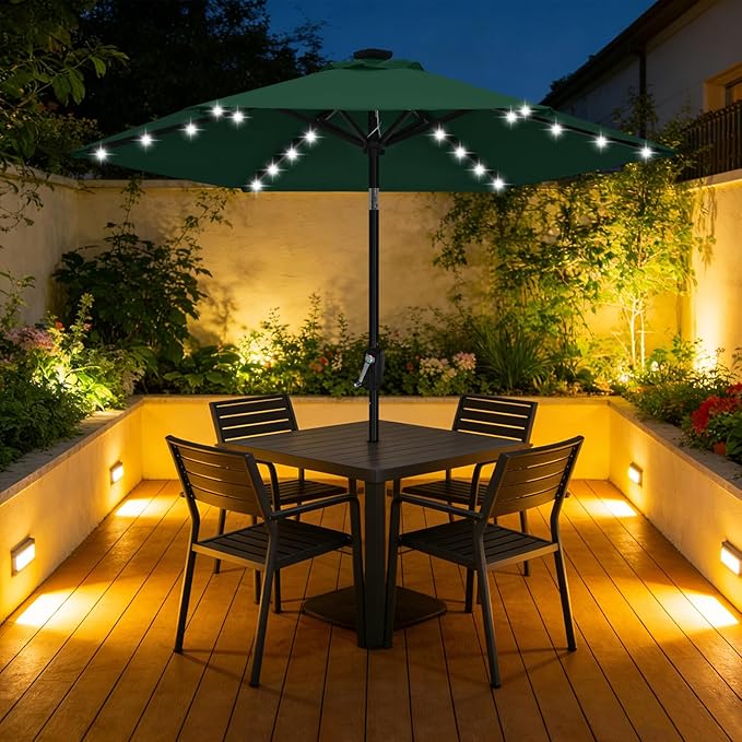 ABCCANOPY Durable Solar Led Patio Umbrellas with 24LED Lights 7.5FT (Green) - Image 9