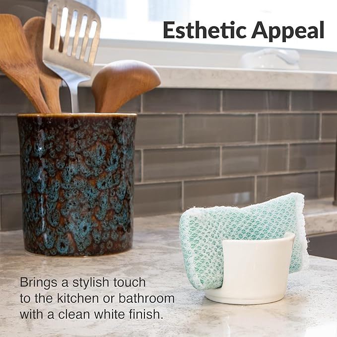 Elevated Lifestyle Ceramic Sponge Holder – Sink Caddy Organizer, Decorative - Image 4