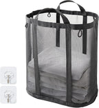 Mesh Laundry bag with Handles, 42L Collapsible Laundry Basket with 2 Hooks - Image 7