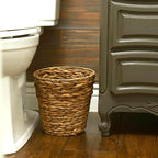 Household Essentials Wicker Waste Basket, Woven Leaf Basket - Image 3