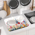 Colorful Flower Dish Drying Mat 16x18 Inch Botanical Floral Drainer Rack Mats - Image 6