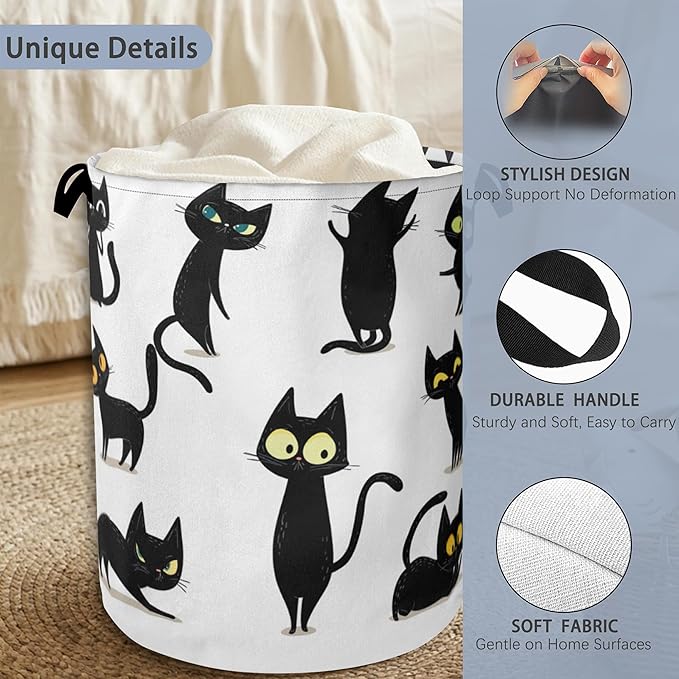 Funny Black Cat Laundry Hamper, Dirty Clothes Laundry Basket - Image 3