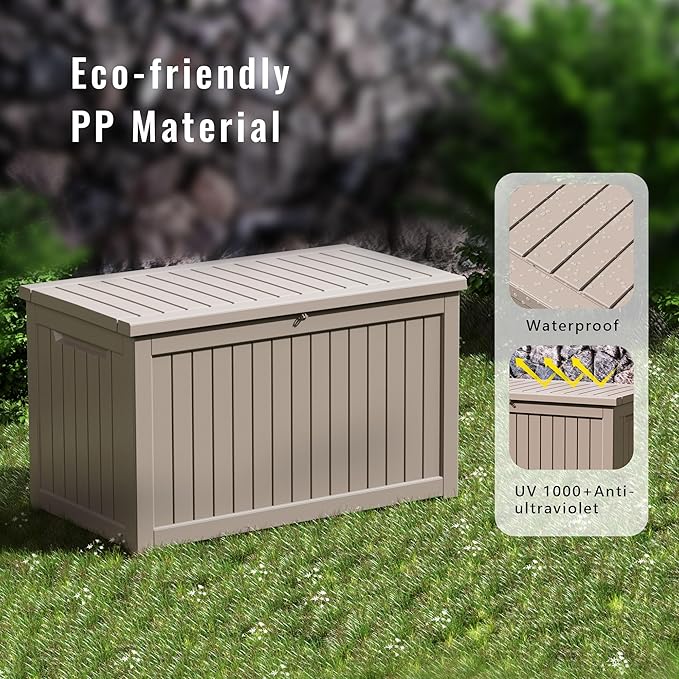 DRATO 280 Gallon Deck Box, Waterproof Resin Large Outdoor Storgae Box for Patio Furniture, Patio Cushions, Gardening Tools, Pool Supplies, Lockable（Gray，280 Gallon） - Image 4