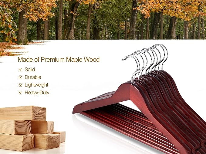 StorageWorks Wooden Hangers 30 Pack, Wood Coat Hangers - Image 3