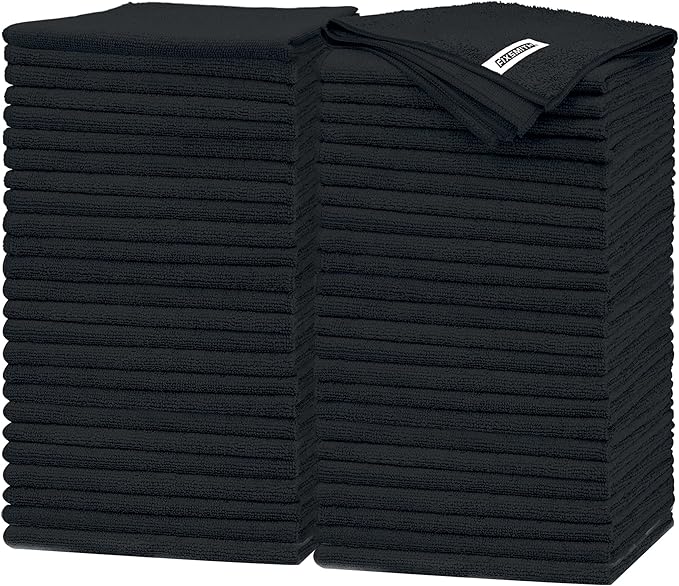 FIXSMITH Black Microfiber Cleaning Cloth -Pack of 50, Highly Absorbent Cleaning by FIXSMITH