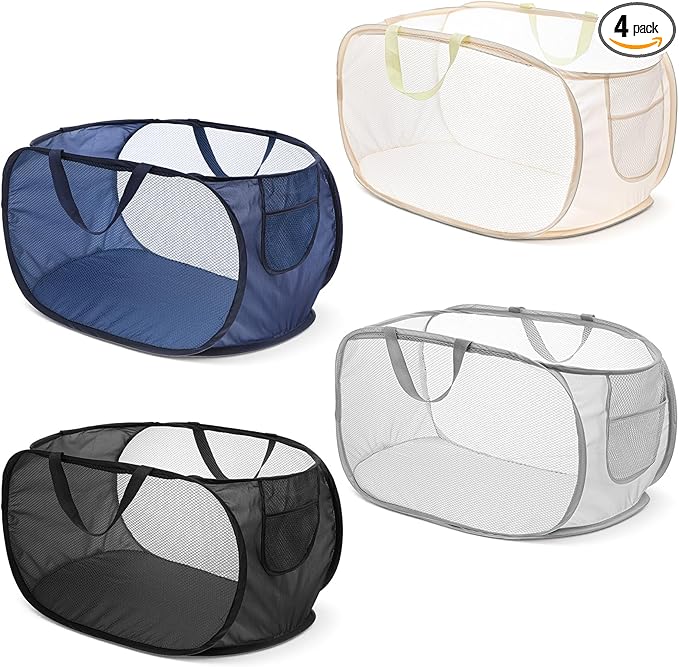 4 Pcs Foldable Pop Up Laundry Hampers, Mesh Laundry Basket by Unknown