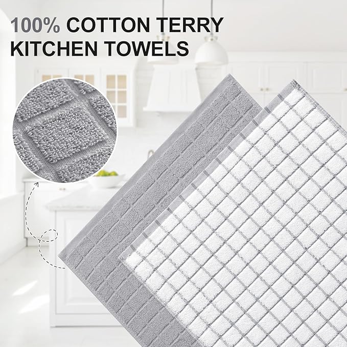 Homaxy Premium Cotton Kitchen Towels 16"x 28", Large Natural Ring Spun 390 GSM - Image 2